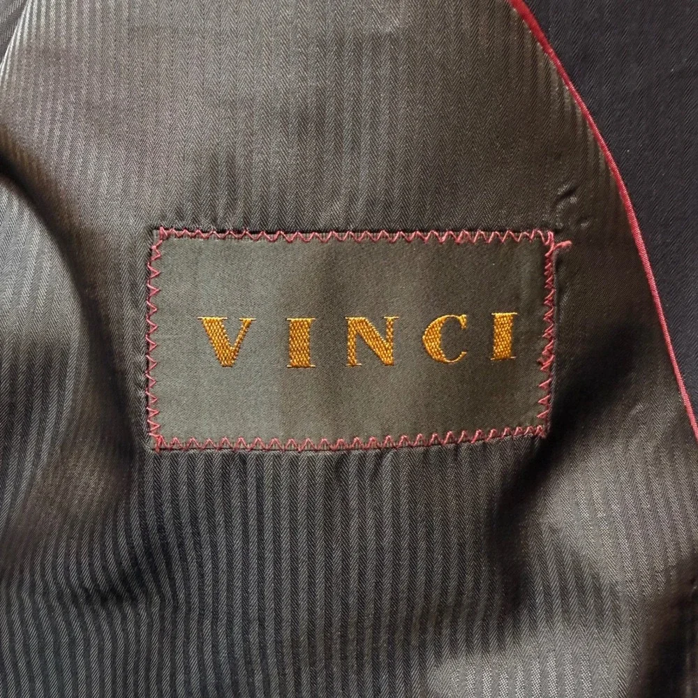 Vinci Blazer Sport Coat Mens 52L Navy Blue 3 Button Designed in Italy Jacket